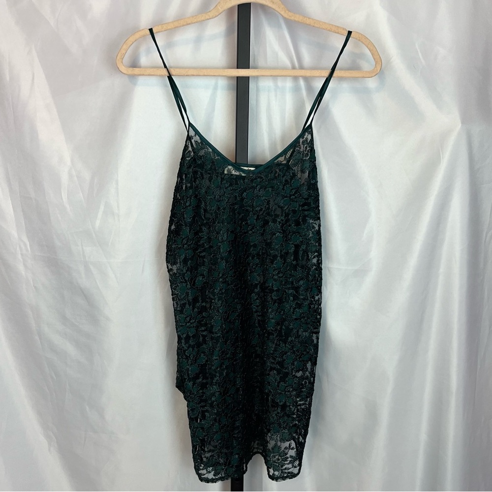Intimate Affair California Vintage Green Lace Sheer Nightie